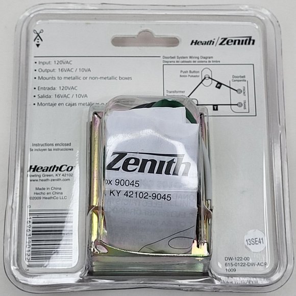 HEATH/ZENITH Wired Transformer DW-122 Factory New for doorbell 120 VAC - Picture 5 of 13